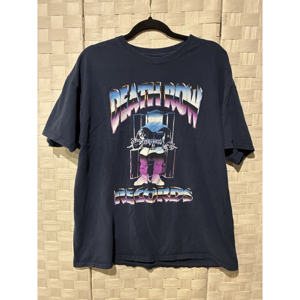 Death Row Records Ripple Junction Graphic T-Shirt Mens XL Navy Blue Retro Logo